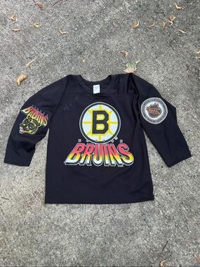 Vintage 1993 CCM Rare Boston Bruins NHL Graphic Hockey Jersey Signed Medium